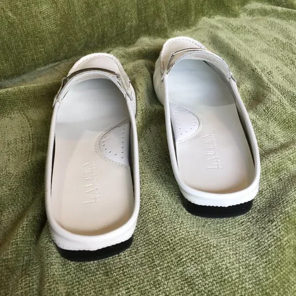 Ralph Lauren White Leather Mindy Mule/Slide - Picture 13 of 16